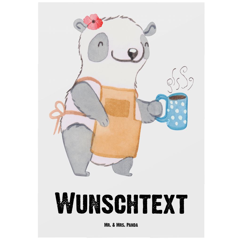 Mr. & Mrs. Panda Personalisierte Postkarte Barista mit Herz - Weiß - Personalisierte Geschenke, Kaffee, Postkarte mit Wunschtext, Schenken, Ansich...