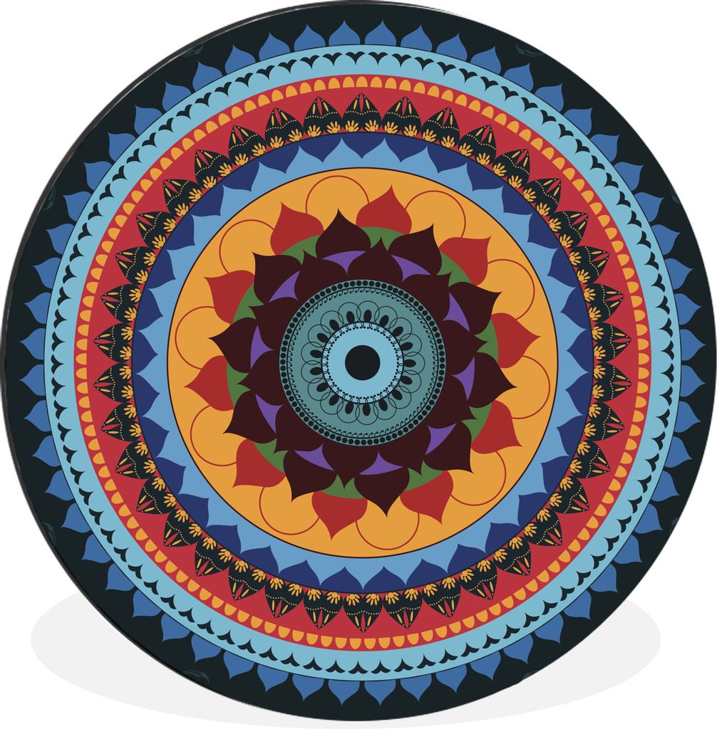 MuchoWow Aluminium Wandkreis Mandala-Rangoli Ø 30 cm Wanddeko Modern Wohnzimmer - Wand Bild - Wohnzimmer - Runde Bilder - Alubilder - Kunst für...