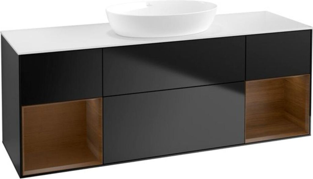 V&B Waschtischunterschrank Wandbeleuchtung Finion 160cm, Pl wh. m, Reg wal ven, bla m Lac