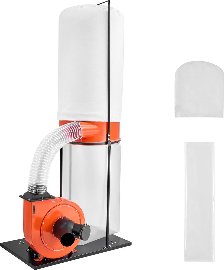 SucceBuy Absauganlage, 2038,8 m³/h, 2,5 Mikron Späneabsaugung, 2,0 PS Sägemehlsystem mit 132,5 L Staubsack und 159 L Filterbeutel, Staubsammler ...