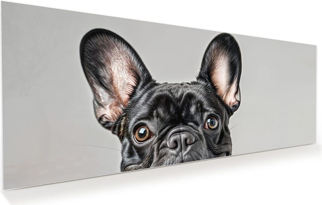 Glasbild 100x40cm in XXL für Wohnzimmer, Schlafzimmer Motiv Französische Bulldogge