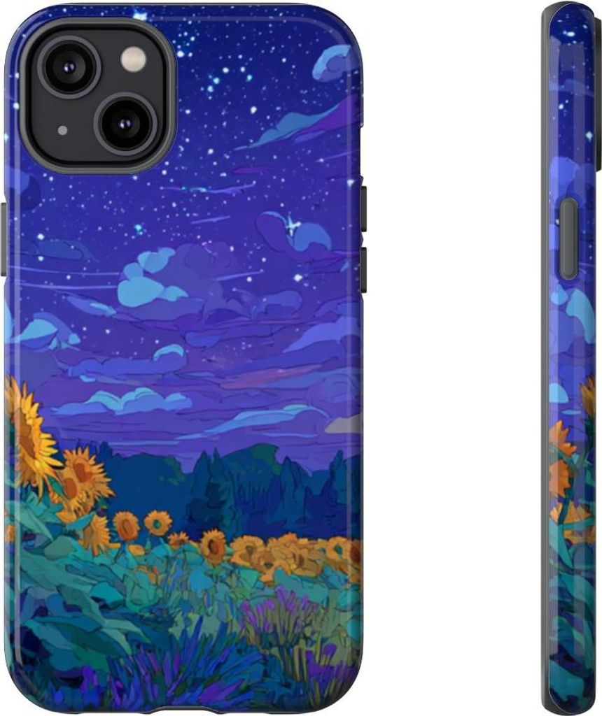 Sternenklare Sonnenblumenwiese – Hülle Kompatibel mit iPhone 14 Plus
