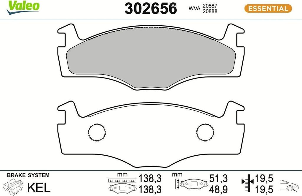 VALEO Bremsbeläge Satz Vorne für VW GOLF III (1H1) 302656