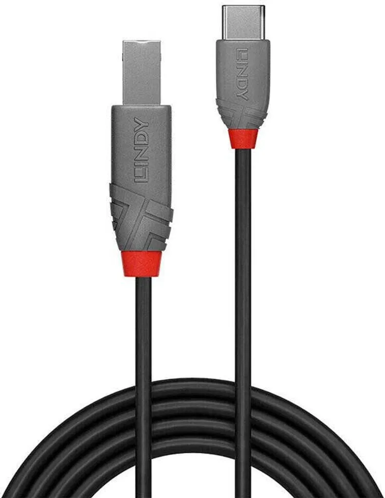 LINDY Cavo USB 2.0 da tipo C a B da 1 m, linea Anthra - 2