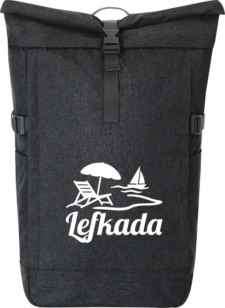 Huuraa Kurierrucksack Lefkada Griechenland 30-44 Liter Black Melange Fairtrade Rolltop Rucksack Geschenkidee