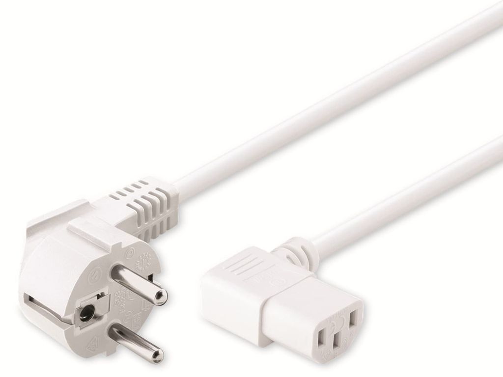 GOOBAY Kabel síťový, CEE 7/7(M) - IEC320 C13, 90°, 2m, bílý Obrázek produktu 3