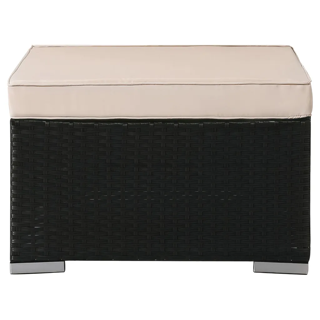 Tabouret de Jardin Résistant aux UV AREBOS Noir avec Coussin Amovible
