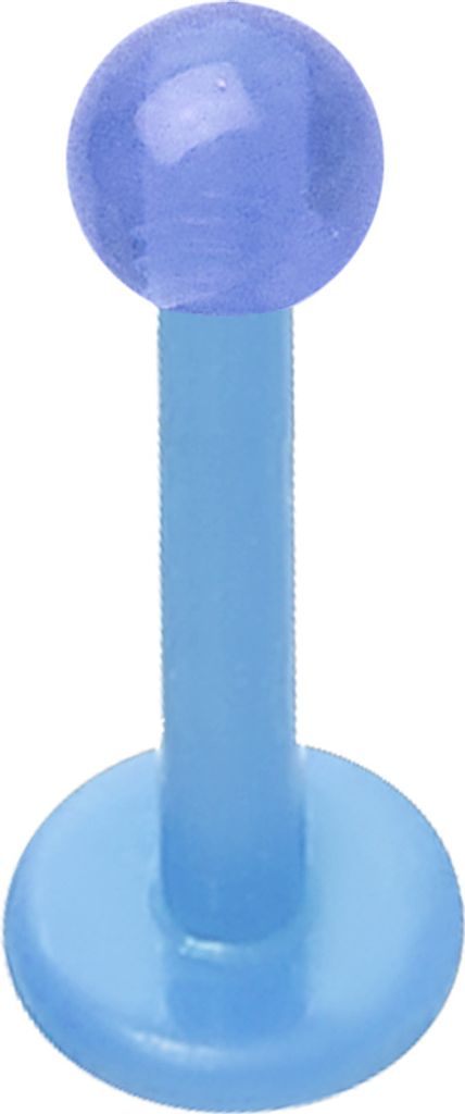 viva-adorno 1,2 x 8 x 3mm Labret Stecker Lippenpiercing Tragus Piercing Ohrpiercing Bioflex Kunststoff Z450, hellblau