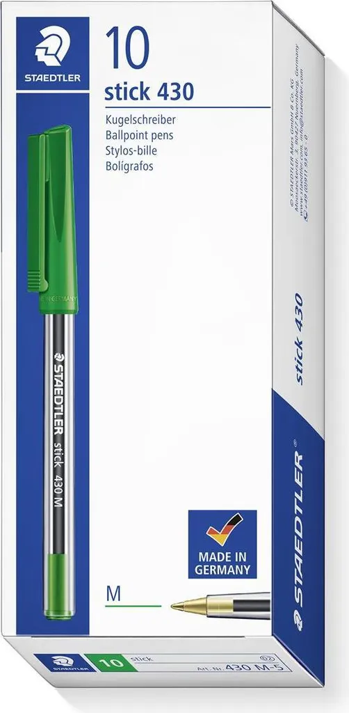 Set 10 Penne a Sfera Schneider 430 M Verde per Ufficio e Scuola