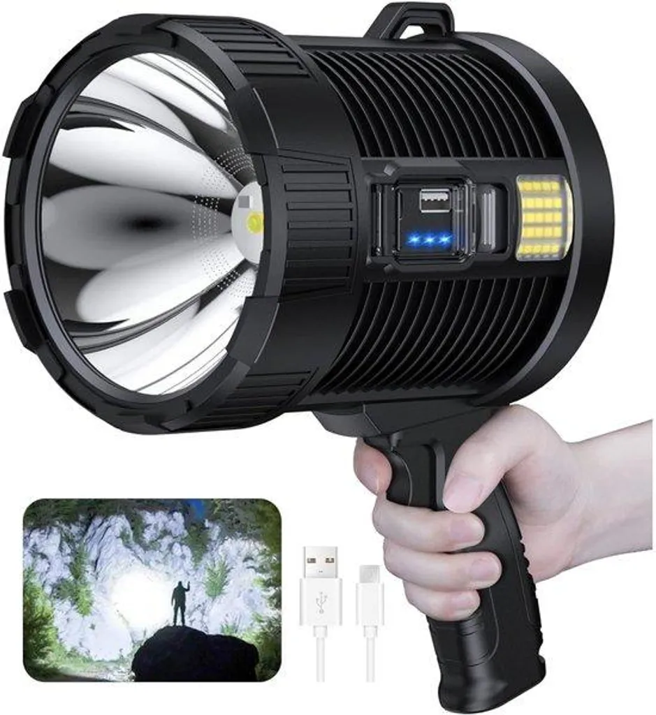 Lampe rechargeable 100000 lumens étanche IPX5 pour bivouac et camping