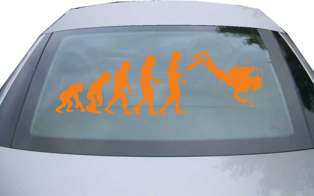 Indigos UG - Aufkleber Heckscheibe & Motorklappe DE7071 - orange - 600x189 mm - Evolution Taucher Schnorcheln - Auto Scheiben Fenster Heckklappe Tu...