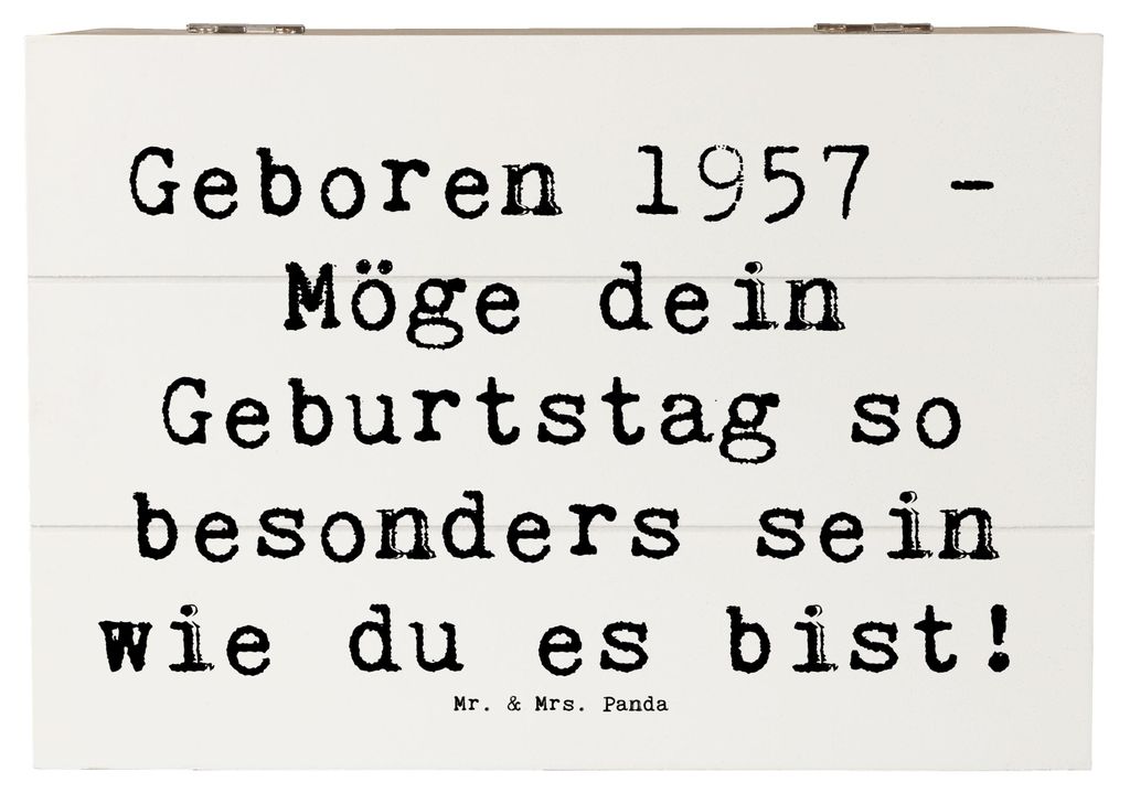 Mr. & Mrs. Panda Box Spruch 1957 Geburtstag 22 x 15 cm - Weiß - Geschenk, Jahrgang, schmuckbox, schatztruhe, Geburtstagsgeschenk, Glückwunsch, Ha...
