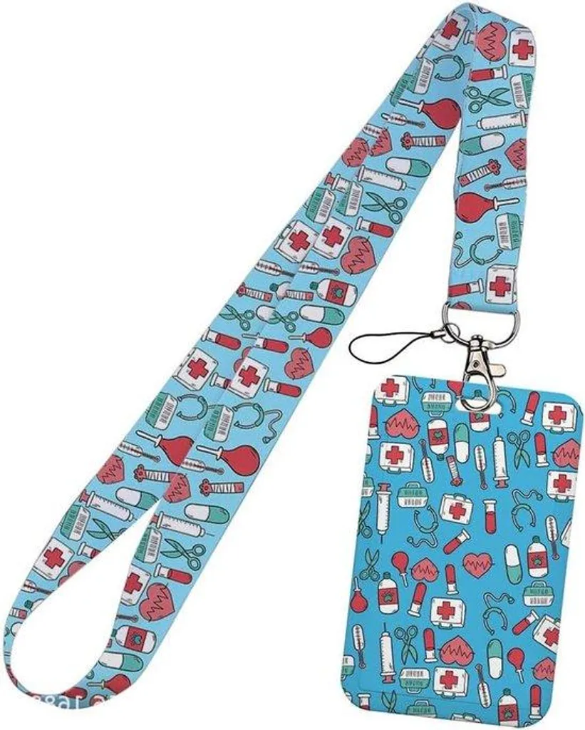 Porte-badge horizontal bleu pour badges d'accès en milieu hospitalier
