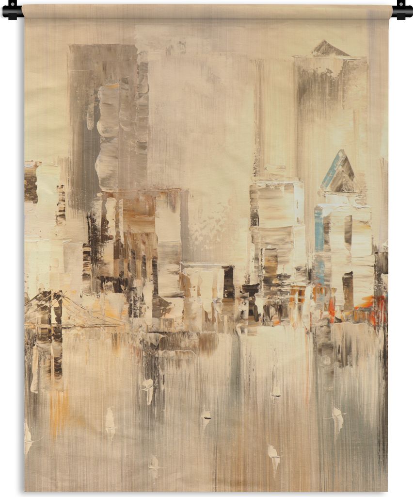 MuchoWow Wandteppich Wandbehang Gemälde - Öl - Abstrakt - Skyline 60x80 cm Tapisserie Dekoration Wandtuch - Decke - Wandtücher - Wohne