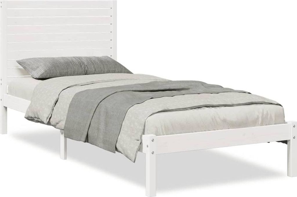 vidaXL Massivholzbett Extra Lang ohne Matratze Weiß 90x210 cm