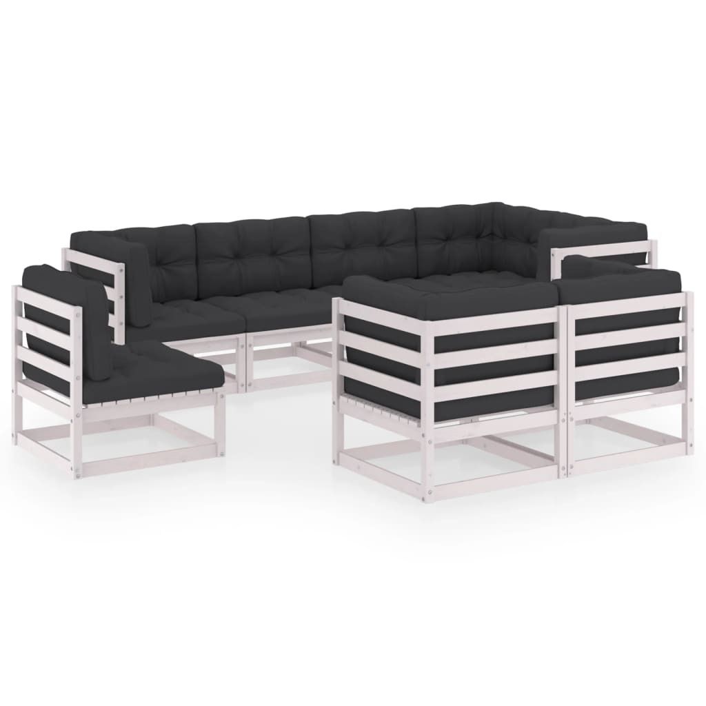 vidaXL 8-tlg. Garten-Lounge-Set mit Kissen Massivholz Kiefer