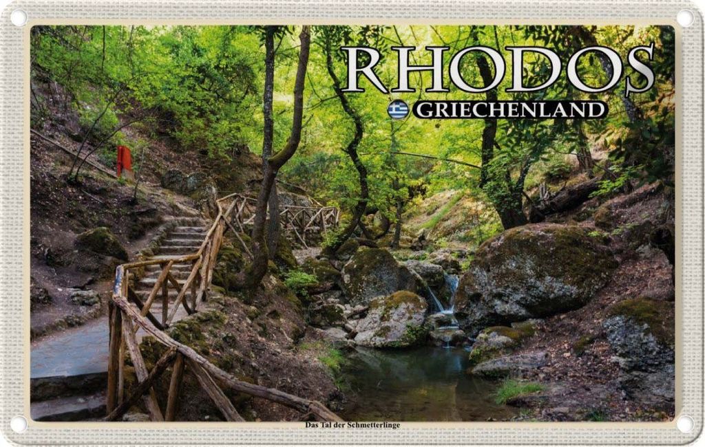 vianmo Blechschild 20x30 cm Rhodos Griechenland Tal der Schmetterlinge Bildmotiv Reisemotiv Abenteuer Reisen Urlaub