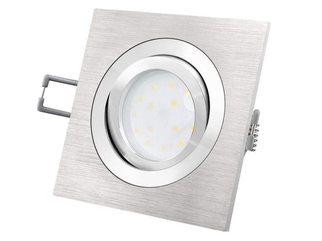 LED-Einbaustrahler Ultra flach (30mm) QF-2 eckig Alu gebürstet schwenkbar mit 4W LED Modul drei Lichtfarben 230V ohne Trafo | Oberfläche Aluminiu...