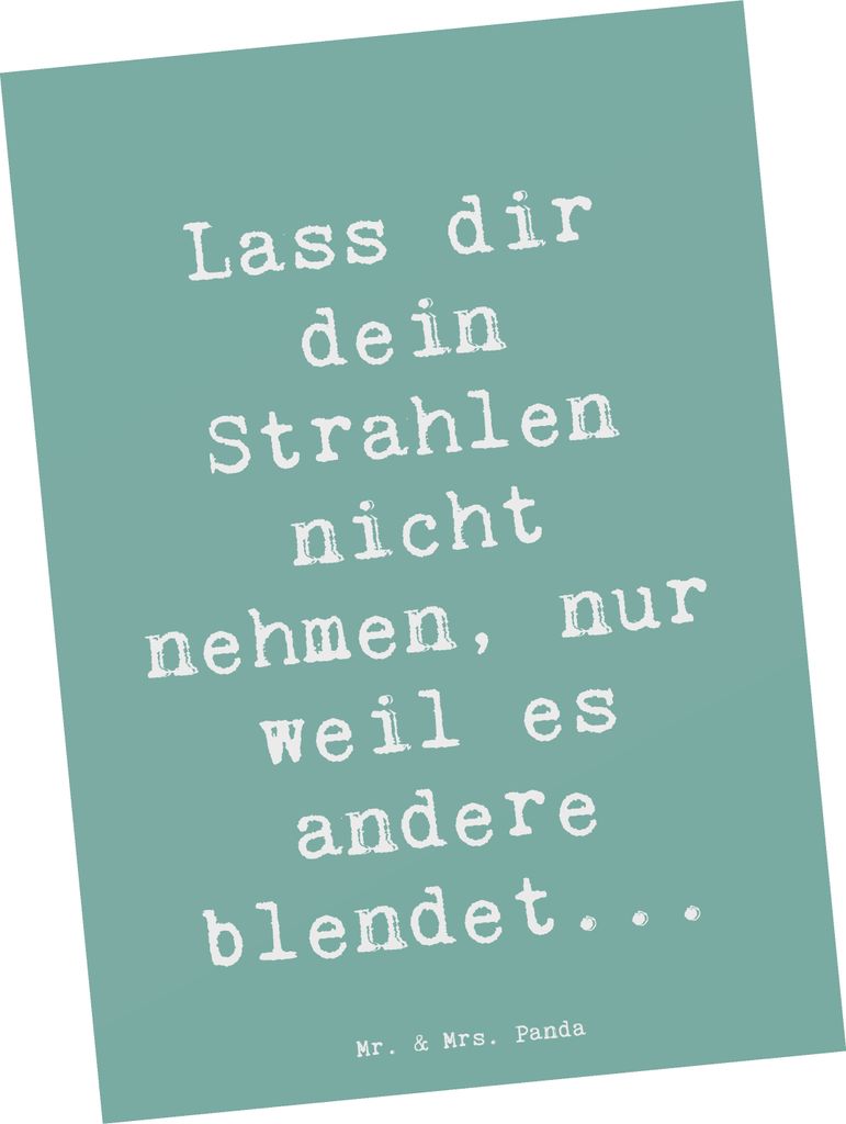 Mr. & Mrs. Panda Postkarte Spruch Selbstvertrauen Strahlen - Meeresbrise - Geschenk, Postkarten, Zitat, Stimmung, Stärke, Grußkarte, Herausforder...