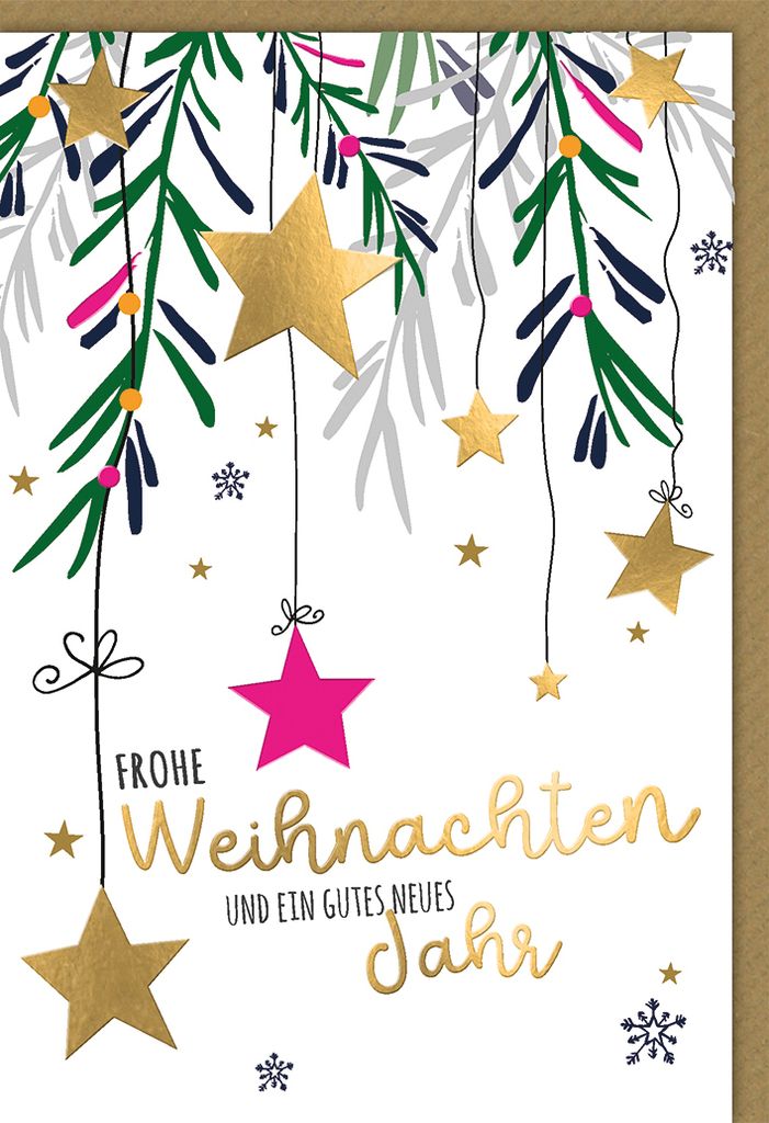 Weihnachten - Karte mit Umschlag - Frohe Weihnachten hängende Sterne