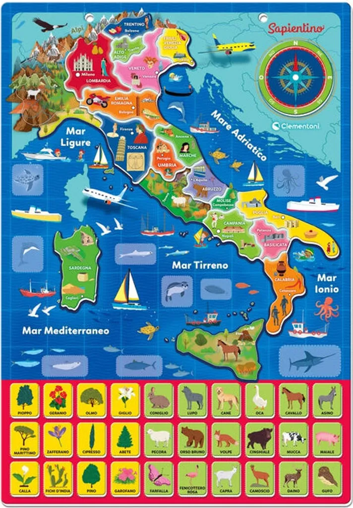 Puzzle magnétique Italie pour enfant - Carte géographique éducative