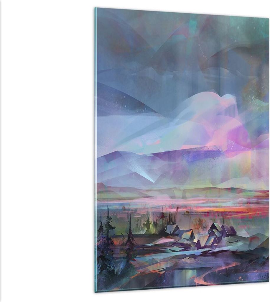 Bilder auf glas - Einteilig - Berge Baum Wasser - 80x120cm - Glasbilder - Wandbilder - Bilder - zum Aufhängen bereit - Wanddekoration aus Glas - G...