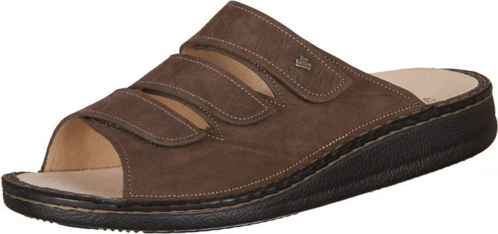 A single brown sandal on a white background.