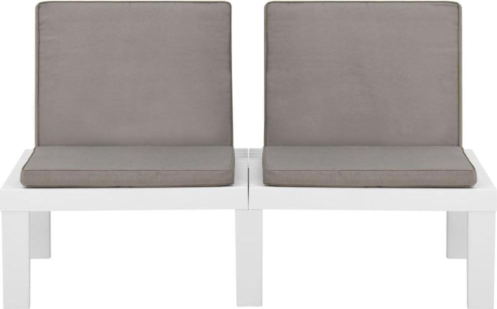 vidaXL Garten-Lounge-Bank mit Auflagen Kunststoff Weiß