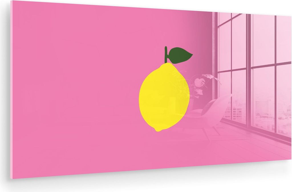 MuchoWow Glasbilder - Bilder auf Wandbild - Foto auf Glas Zitrone - Gelb - Frisch 120x60 cm Wanddekoration aus Glas - Acrylglasbild - Acrylbilder -...