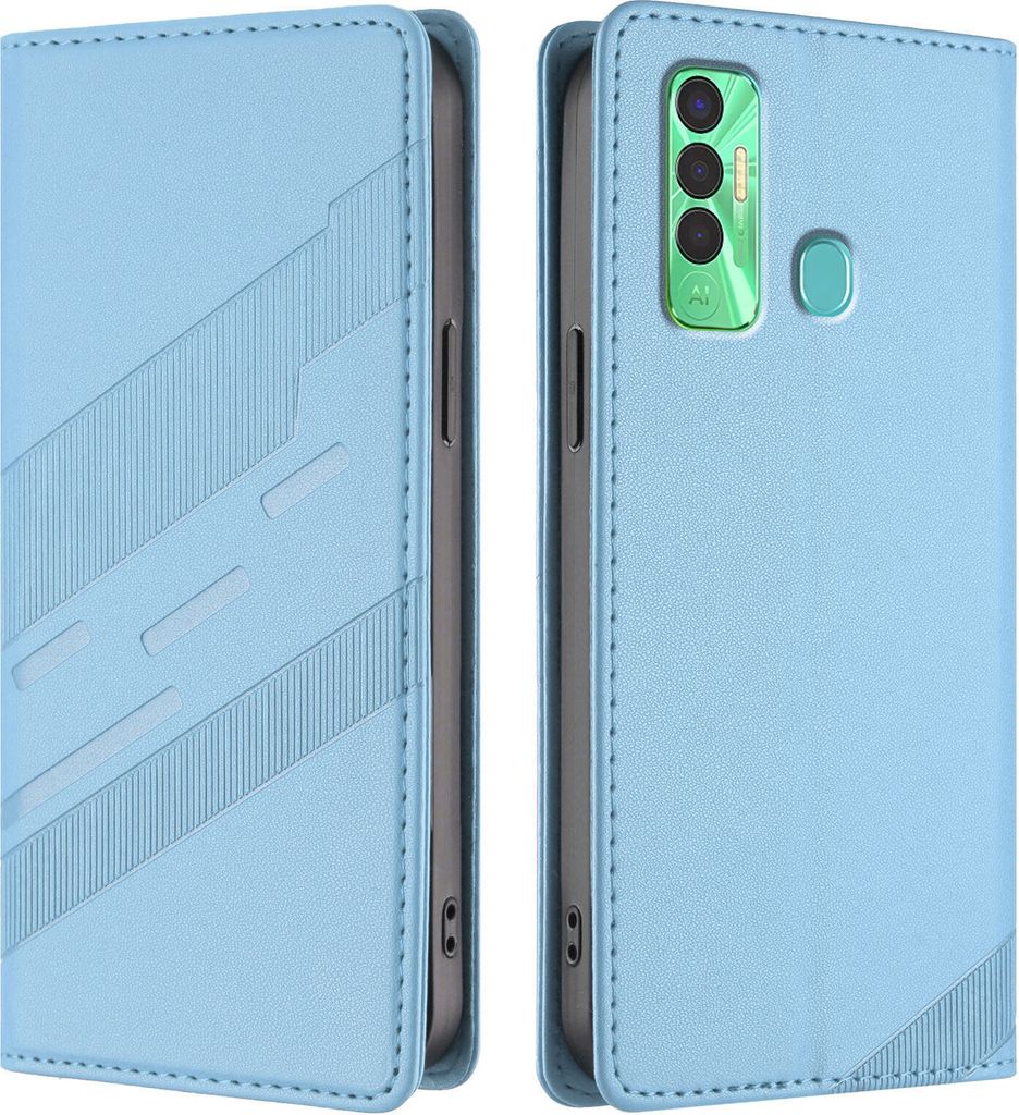 Hülle für Tecno Spark 7P, Kunstleder Brieftaschen Handyhülle mit Kartenfach und Standfunktion Hellblau