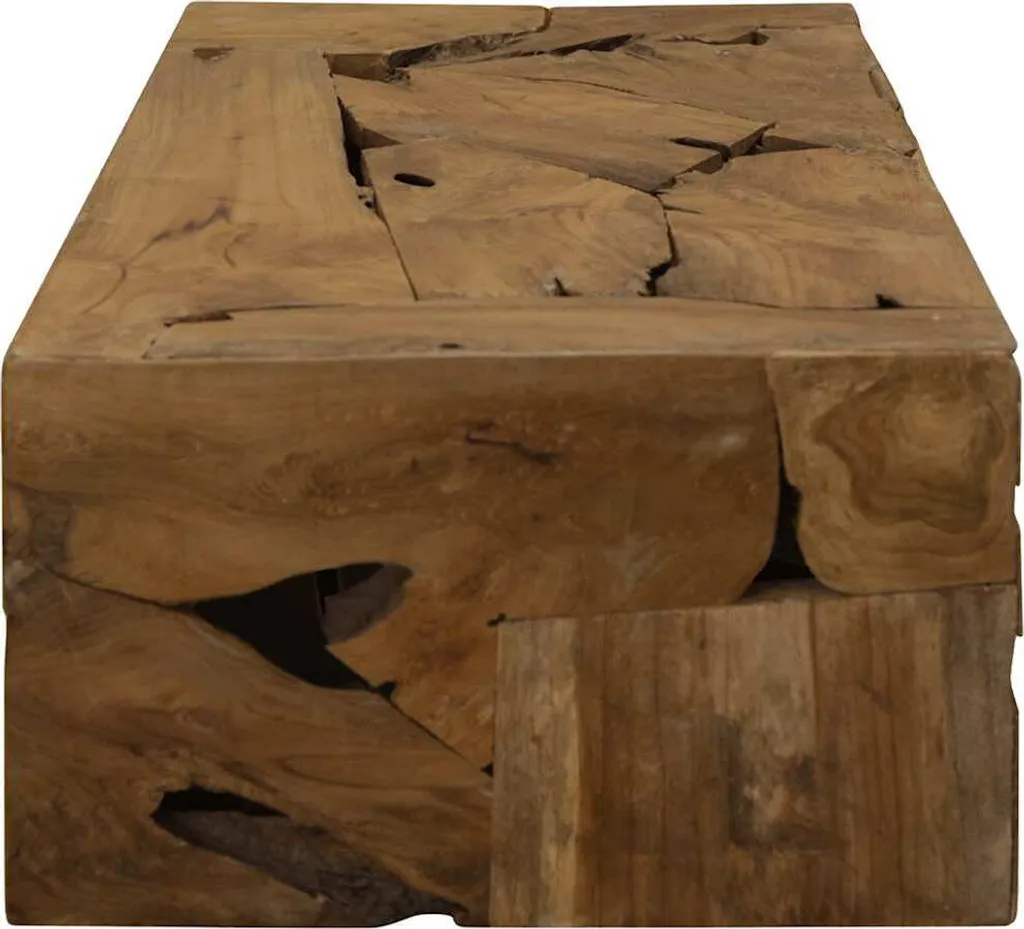 Table basse en teck massif brun vidaXL structure robuste 90cm - 4