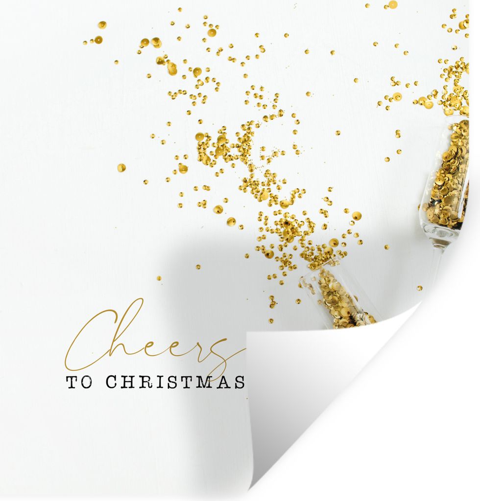 MuchoWow Wandtattoo Wandsticker Wandaufkleber Winter - Weihnachten - Gold 50x50 cm Selbstklebend und Repositionierbar - Selbstklebend - Fototapeten