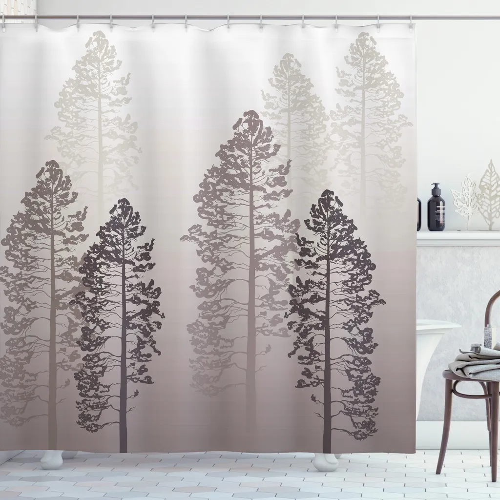 Tenda Doccia Design ABAKUHAUS Pine Forest 175x180 Tortora Caldo
