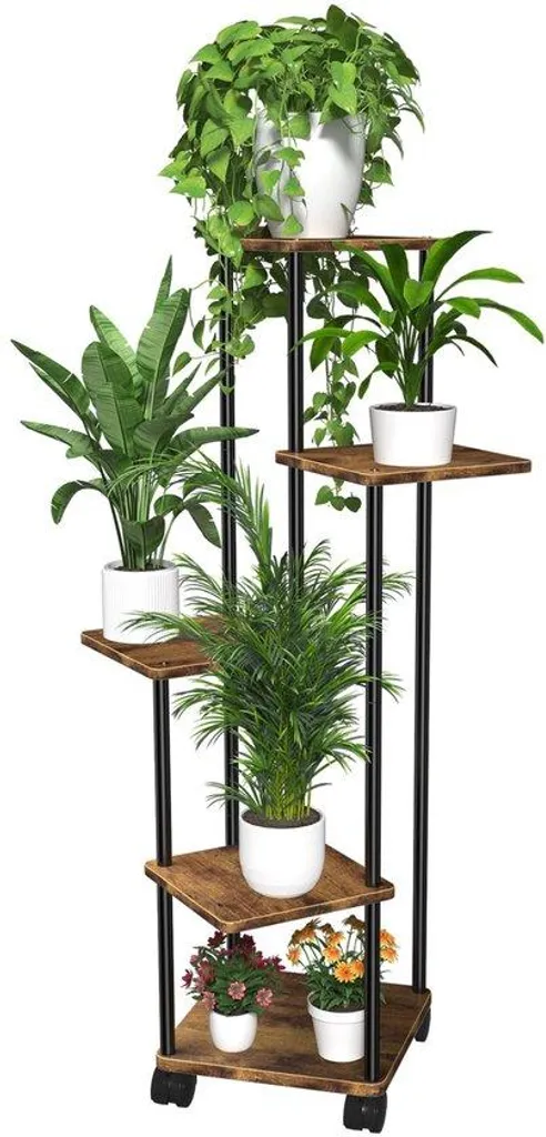 Jardinière verticale en bois pour balcon et salon avec roues mobiles