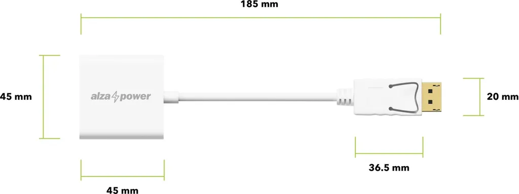 AlzaPower Câble DisplayPort mâle vers VGA femelle 0,18m noir haute qualité