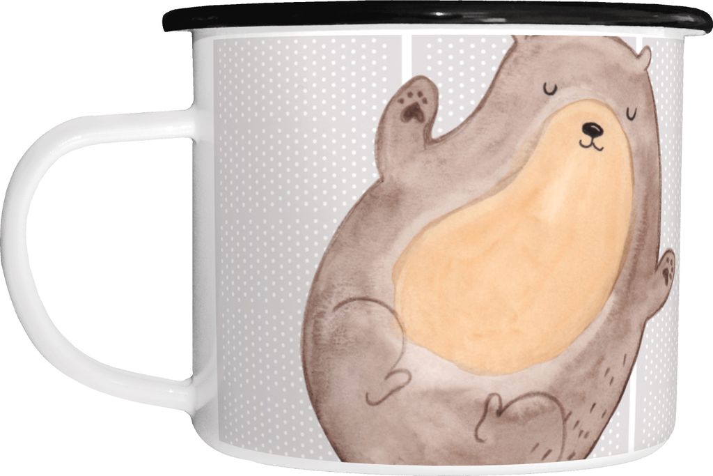 Mr. & Mrs. Panda Teetasse Otter Umarmen - Grau Pastell - Geschenk, Reisebecher, Große Tasse, Emaille, Becher, glücklich, Seeotter See, Optimistis...