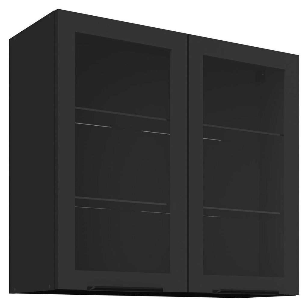 Küchen Glashängeschrank 80 cm SIENA Schwarz Küche Produktbild 