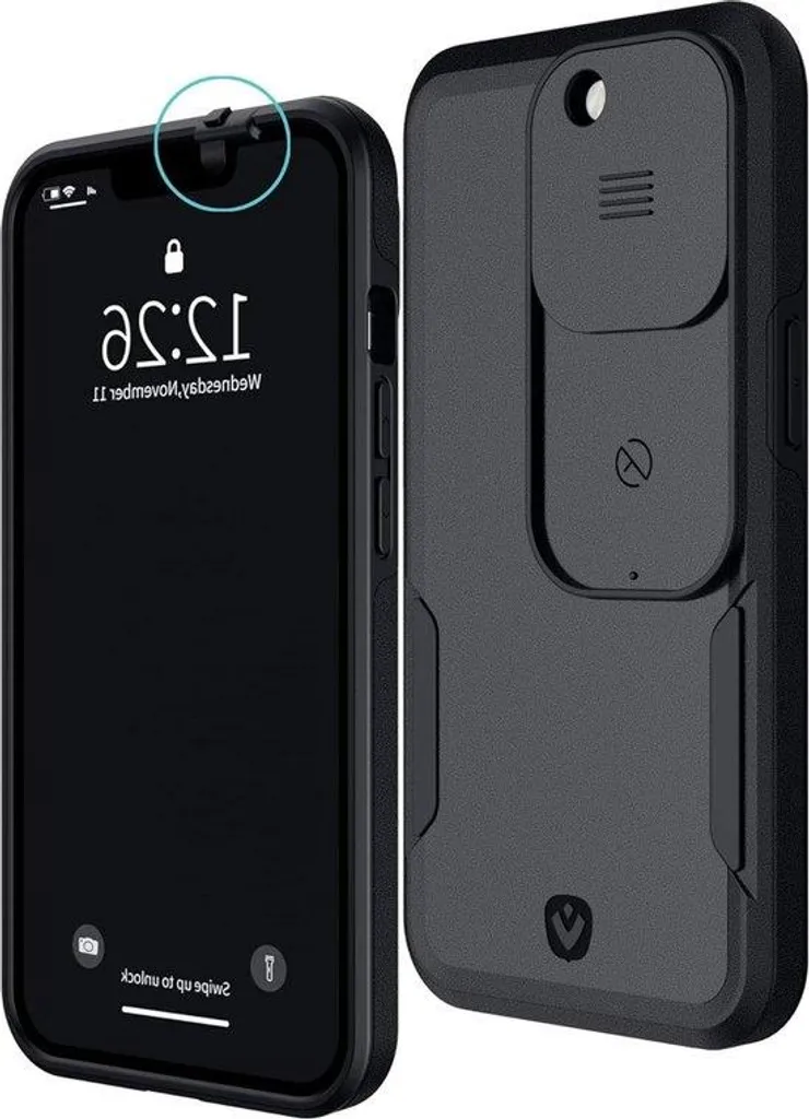 Coque de protection coulissante noir mat antichoc 2m pour smartphone