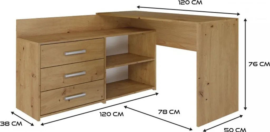 Bureau avec commode MIKOL blanc design moderne pour espace de travail
