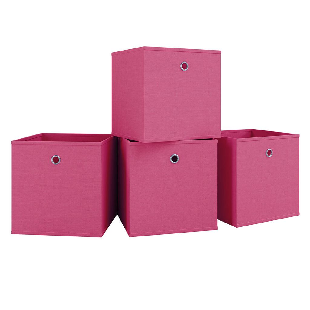 VCM 4er Set Faltbox | Klappbox Stoff Kiste | Faltschachtel | Maße ca. H. 28 x B. 27 x T. 27 cm | Regalbox - Boxas
