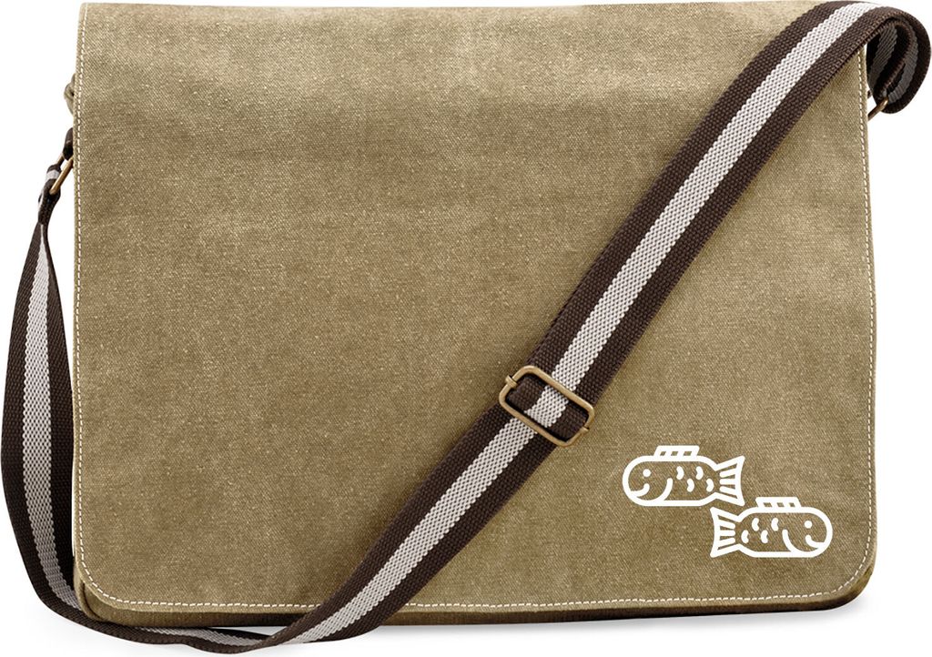 Huuraa Umhängetasche Fische Sternzeichen Symbol 14 Liter Sahara Canvas Laptoptasche Geschenkidee