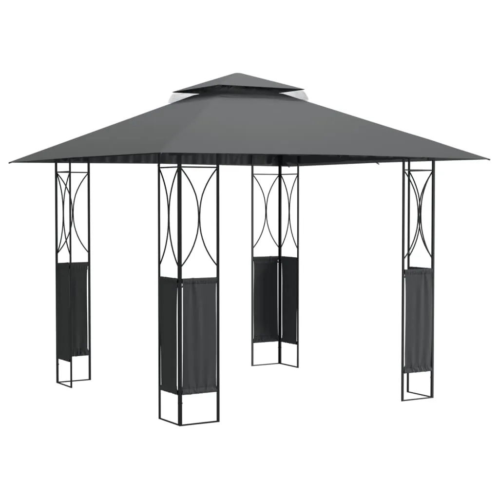 Abri de terrasse 3x3m avec toit anthracite pour manger à l'ombre