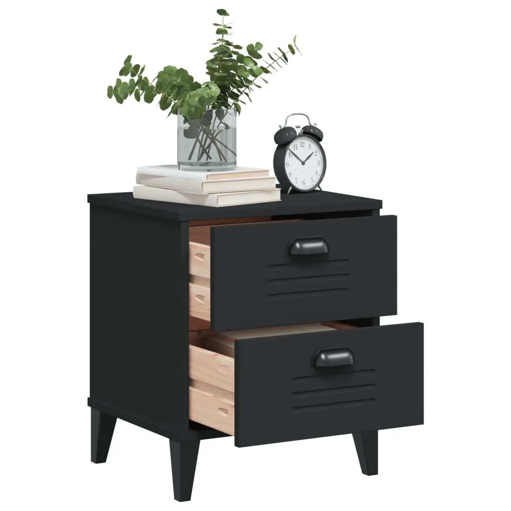 Table de chevet VIKEN Noire mate - Structure bois robuste et durable