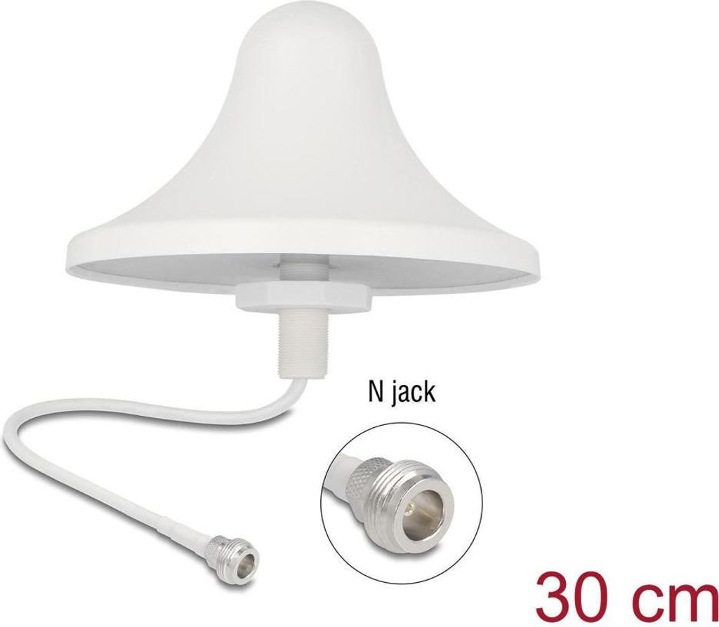 Delock 4G WiFi 2,4 GHz Antenne N Buchse 3 dBi 30 cm RG-58 omnidirektional Decken