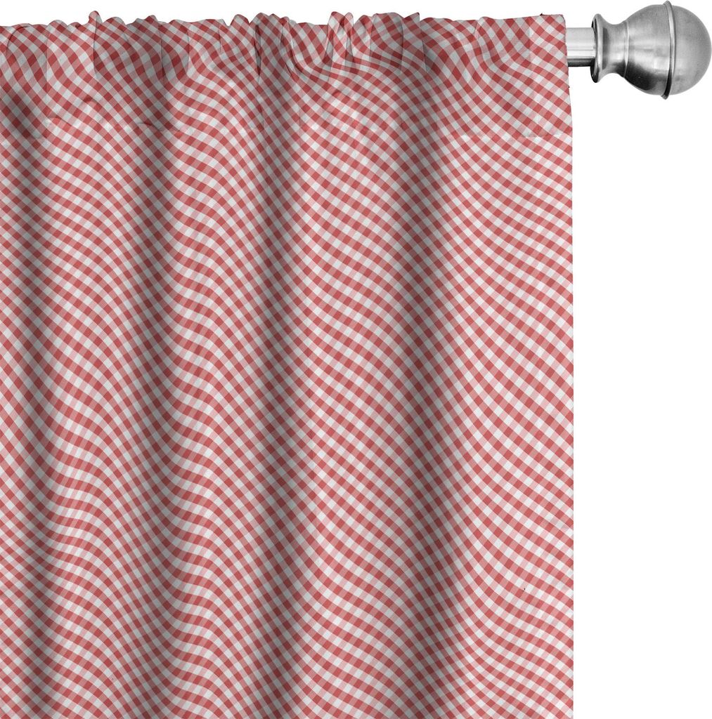 ABAKUHAUS Kariert Vorhänge, Gardinen, Crosswise Stripes mit kleinen roten Quadrate Retro abstrakte Muster, 2 Stück 75 x 225 cm, Dunkler Coral Pal...