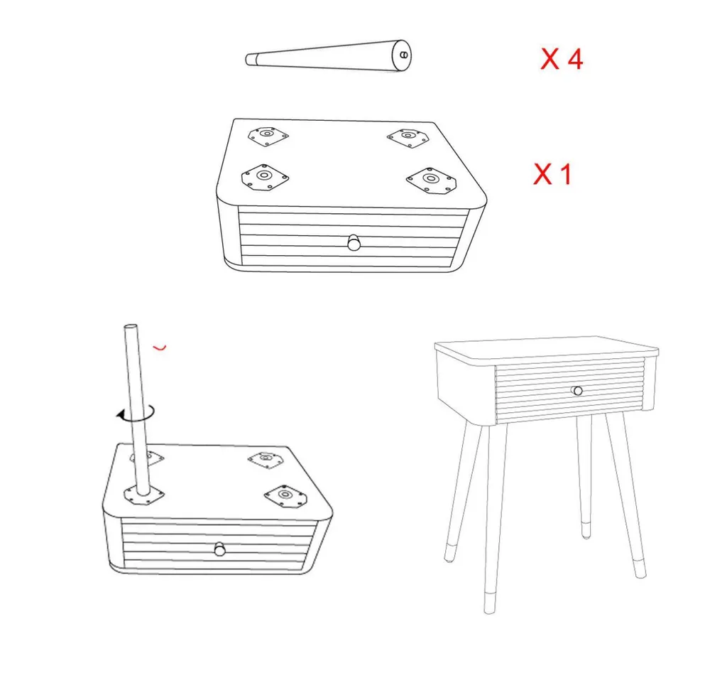 Table de chevet gain de place Matera pour optimiser le rangement lit - 10