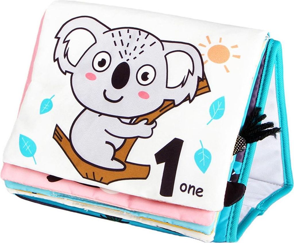 ASKSA Kontrastbuch Baby, Schwarz Weiss Doppelseitig Baby Stoffbuch, Soft Bilderbuch aus Stoff mit Spiegeln, Kinderwagen Kontrast Spielzeug Baby 0 3...