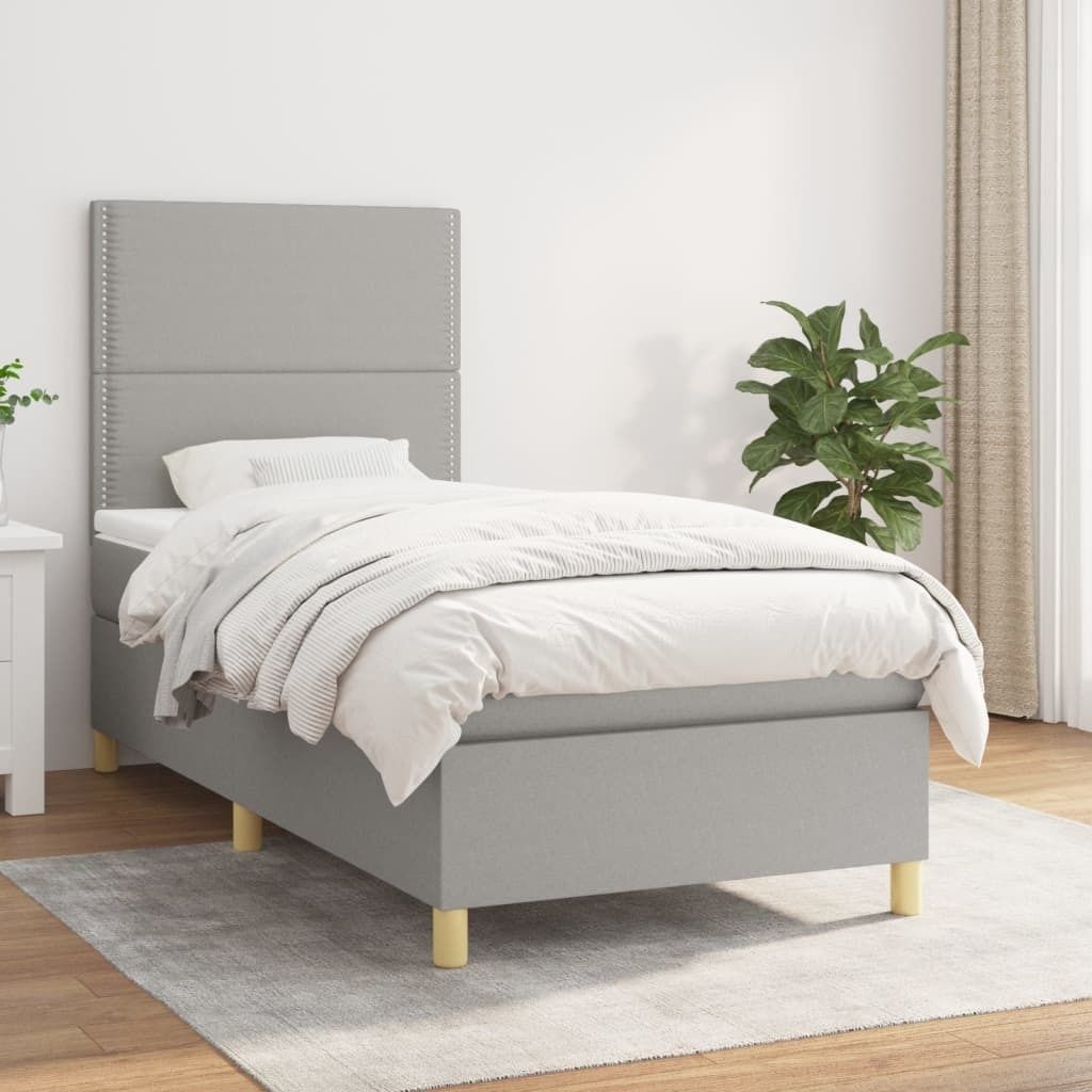 Maison Exclusive - Boxspringbett mit Matratze Hellgrau 100x200 cm Stoff