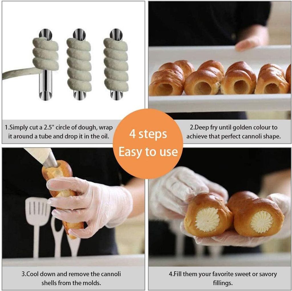 Cannoli Backformen 12 Stück - Edelstahl Röhrchen 12,4x3,4cm Für Haushalt