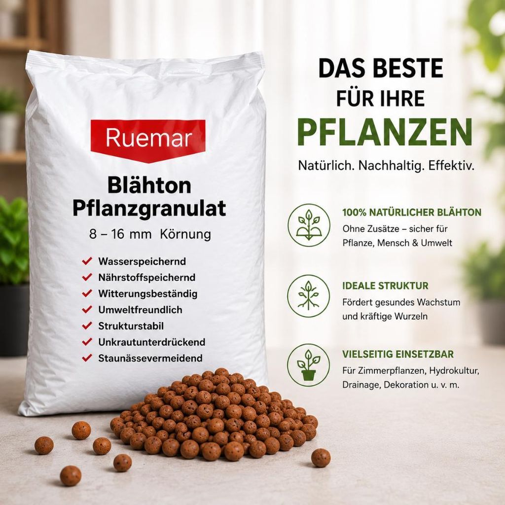 Blähton Tongranulat 4/16 mm 50 Liter für Hydrokultur und Produktbild 